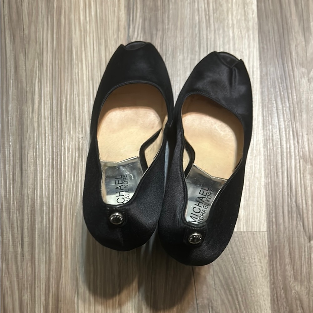 Michael Kors Black Satin Platform Studded Block Heel Pumps - Picture 4 of 10